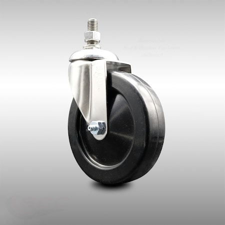 Service Caster 5 Inch 316SS Hard Rubber Wheel Swivel 10mm Threaded Stem Caster SCC SCC-SS316TS20S514-HRS-M1015